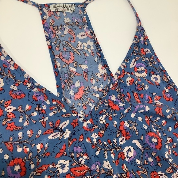 Free People floral racerback tunic blouse size XS EUC - Picture 2 of 9